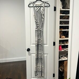 LA made Maxi Dress -Navy Blue and Cream